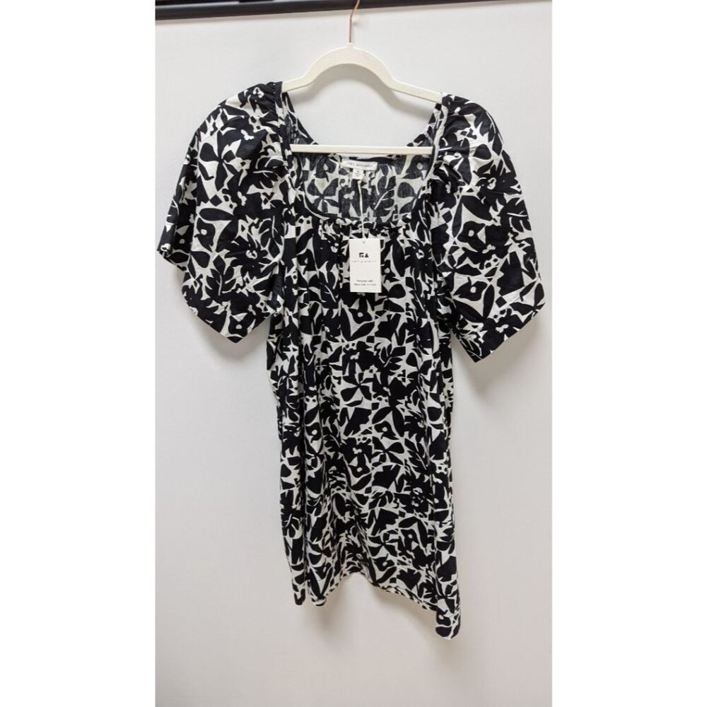 Free Assembly Black/White Patterned Square-Neck Dress
